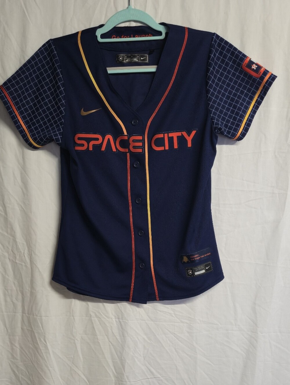 Nike Womens Medium "Space City" Navy Baseball Jersey